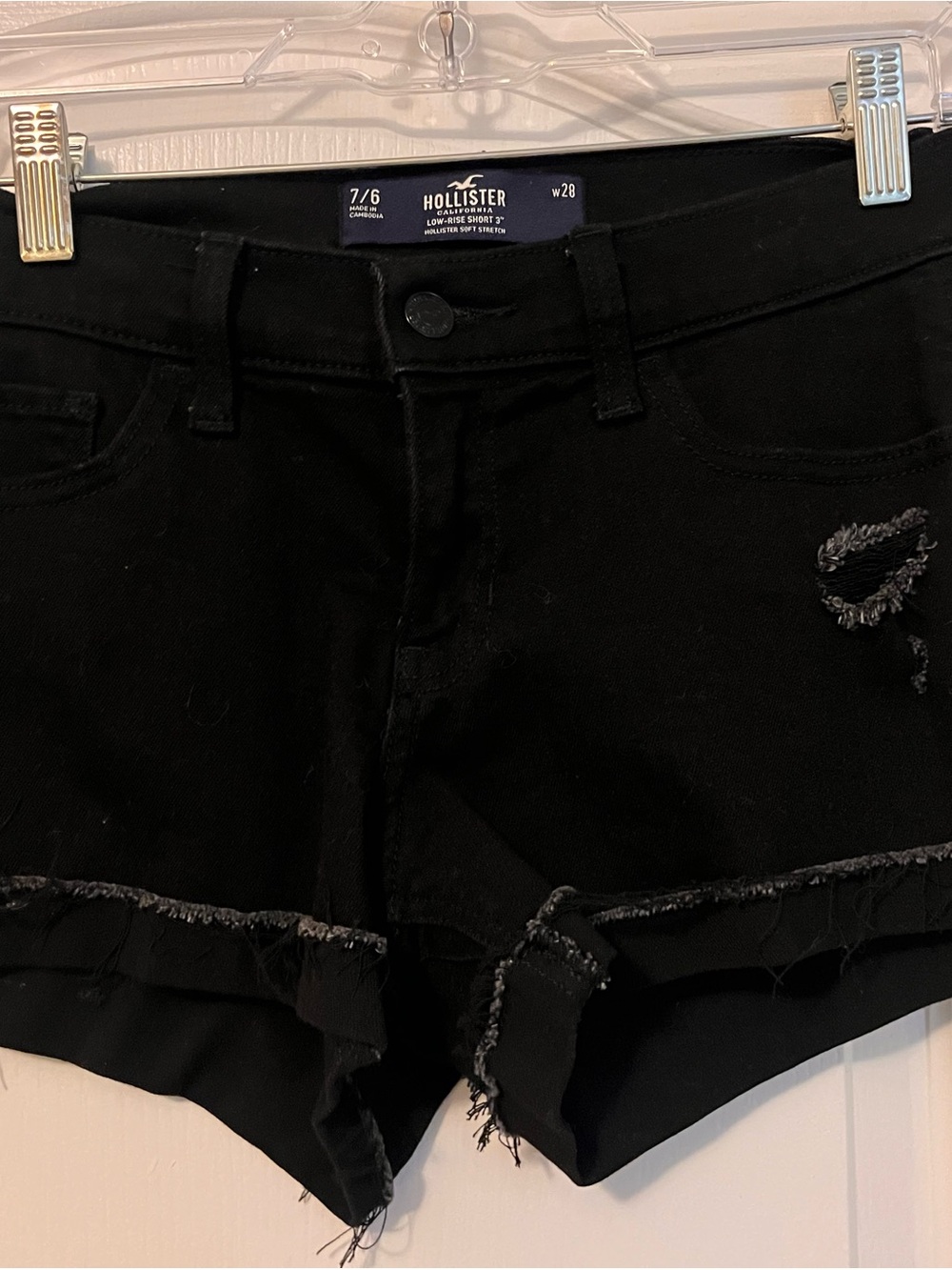 Hollister Black Frayed Hem Distressed Jean Shorts